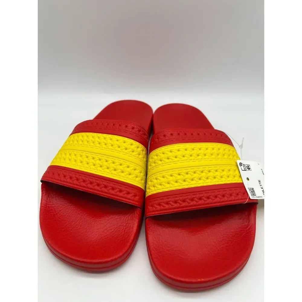 adidas Adilette Slides 'Spain' G55382 Red Yellow Men's Size 7 NWT